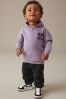 Lilac Purple/Black Oversized Jersey Hoodie and Joggers Set (3mths-7yrs)