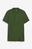 Khaki Green Stripe Pique Polo Shirt, Regular Fit