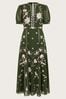 Monsoon Green Grace Embroidered Dress