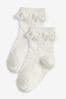 White 2 Pack Cotton Rich Lace Ruffle Ankle Socks