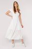 Apricot White Self Check Tiered Midaxi Dress