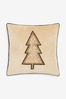 Natural Embellished Christmas Tree Cushion
