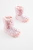 Pink Faux Fur Boot Slippers