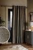 Black/Bronze Gold Metallic Stripe Eyelet Door Curtains, Door