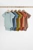 Multi Plain Short Sleeve Baby Bodysuits 5 Pack