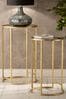 Pacific Set of 2 Gold Metal & Glass Round Side Tables