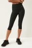 Black Embossed Leopard Print Tummy Control High Waisted Cropped Sculpting Leggings, Regular