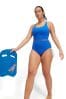 Speedo Womens Blue Shaping LuniaGlow 1 Piece Swimsuit