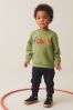 Grün - Sweatshirt mit aufgestickten Figuren und Jogginghose im Set (3 Monate bis 7 Jahre)