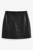 Black Faux Leather PU Mini Skirt, Regular