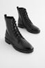 Black Extra Wide Fit Forever Comfort® Leather Lace-Up Boots, Extra Wide Fit
