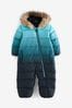 Blue Dip Dye Snowsuit With Faux Fur Hood Trim (3mths-7yrs)