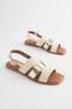 Cream/Gold Extra Wide Fit Forever Comfort® Leather Slingback Sandals