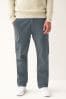 Blue Straight Fit Cotton Stretch Cargo Trousers