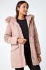 Roman Pink Faux Fur Hood Parka Coat