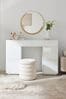 White Sloane Glass Collection Luxe 6 Drawer Console Dressing Table, 6 Drawer