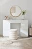 White Sloane Glass Collection Luxe Storage Console Dressing Table, Storage