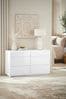 White Sloane Glass 6 Drawer Collection Luxe Chest of Drawers, 6 Drawer