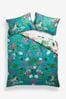 Teal Green Reversible Safari 200 Thread Count 100% Cotton Sateen Duvet Cover and Pillowcase Set