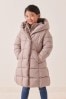 Pink Square Quilted Skirted Padded Coat (3-16yrs)