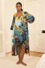 Orange Jungle Print Linen Blend Robe