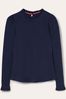 Boden Blue Supersoft Frill Detail Top