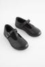 Black Wide Fit (G) Junior Leather T-Bar Shoes, Wide Fit (G)