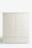 Chalk White Hampton Painted Oak 4 door, 2 drawers Wardrobe, 4 door, 2 drawers 