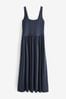 Marineblau - Tailliertes Sommerkleid aus Jersey