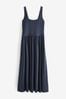 Navy Jersey Waisted Summer Dress