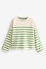 Beige/Grün - Rundhals-Sweatshirt mit eleganten Streifen