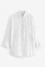 White Linen Look Casual Summer Shirt, Petite