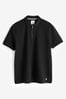 Black Short Sleeve Textured Polo Shirt