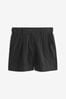 Black Linen Blend Boy Shorts, Regular