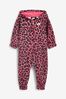 Purple Nike Baby Leopard Print Fleece Pramsuit