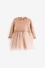 Rust Brown Baby Jumper Dress Girl with Mesh Skirt (0mths-2yrs)