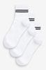 White Sport Cropped Ankle Socks 3 Pack