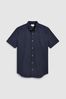 Dark Blue Short Sleeve Oxford Shirt, Regular Fit