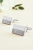 Silver Tone Father of the Groom Engraved Wedding Cufflinks, Father of the Groom