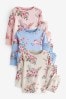 Pink/Blue/Ecru Cream Floral Pyjamas 3 Pack (9mths-16yrs)