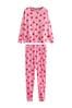 Pinkfarben mit Herzen - Langärmeliger Pyjama aus Baumwolle