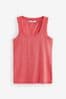 Red Premium Ribbed Scoop Tank Vest Sleeveless Top