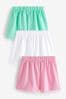 Pink/Green 3 Pack Cotton Scallop Edge Shorts (3mths-7yrs)
