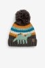 Charcoal Grey Dinosaur Knitted Hat (3mths-10yrs)