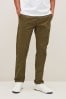 Dark Tan Brown Straight Stretch Chinos Trousers, Straight