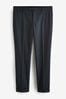 Navy Tailored Herringbone Suit Trousers, Slim Fit