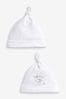 Neutral Mummy / Daddy Tie Top Baby Hats 2 Packs (0-6mths)