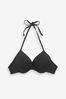 Schwarz - Wattiertes Bikini-Oberteil mit tiefem Ausschnitt und Bügeln