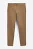 Tan Brown Relaxed Fit Stretch Chino Trousers, Regular