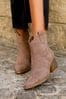 Linzi Cream Jessie Suede Western Ankle Boots